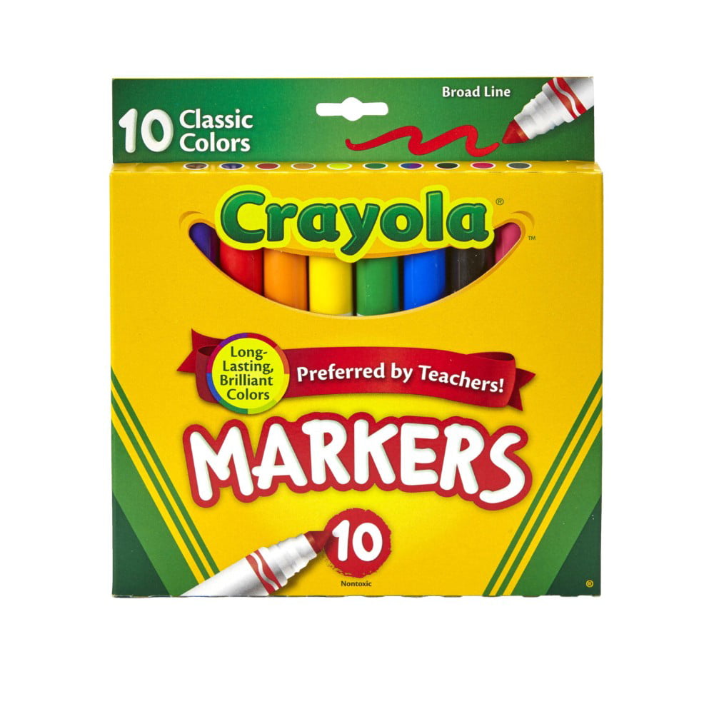 Crayola Conical Tip NonToxic Marker Set, Set 10  Walmart.com
