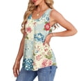thumbnail image 3 of UPPADA Camisoles d'Été pour Femmes à Imprimé Floral, Col Ras du Cou, Sans Manches, Chemises Décontractées à Ourlet Fluide, Jolis T-Shirts, Chemises Coupe Ample, Hauts Confortables Multicolores, 3TG, 3 of 7
