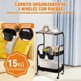 thumbnail image 2 of Carrito de Almacenamiento de Mesa, Carrito Organizador de Metal 3 Niveles para Cocina, Carrito de Servicio Mesa con Ruedas con Cerradura, Carritos Bandeja de Salón Barberia (Blanco), 2 of 4