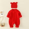 thumbnail image 4 of Dyfzdhu Infant Baby Knitted Romper Cotton Long Sleeve Boy Girl Sweater Clothes Jumpsuit Bear Ear Hat Outfits Set, 4 of 9
