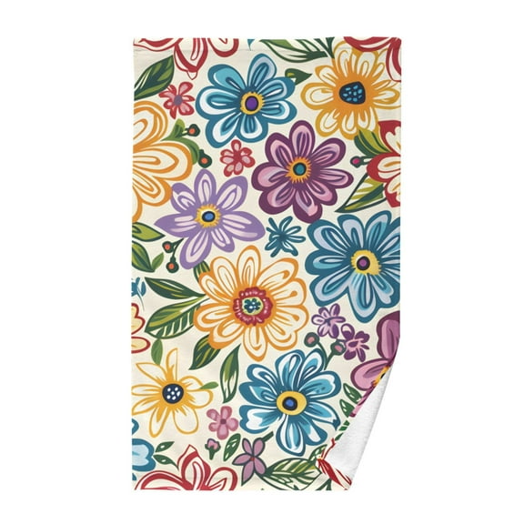 Colorful Floral Print Flowers Hand Towel Bath Towels Face Towels Cotton Absorbent for Home Hotel Spa Swimming Yoga Sports