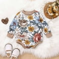 thumbnail image 2 of Odeerbi Baby Bodysuit Layette Onesie for Toddler Fall Spring Girls Boys Cute Romper 2025 Long Sleeve Button Sweatshirt Jumpsuits Brown, 2 of 9