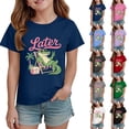 thumbnail image 2 of Grblisyd Last Day of School Girls Shirts for Girls 10-12 Years Kids Csaual Summer Cute Alligator Print Tops Loose Crewneck Short Sleeve Tees, 2 of 6
