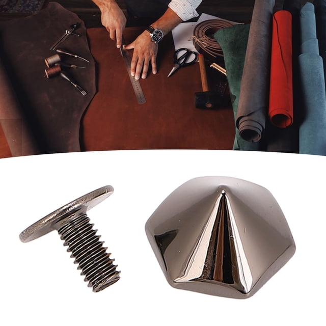 Hex Pyramid Rivets Zinc Alloy Electroplating Treatment Leather Belt Repair Rivets with PH Screws 12mm for Crafting Enthusiasts