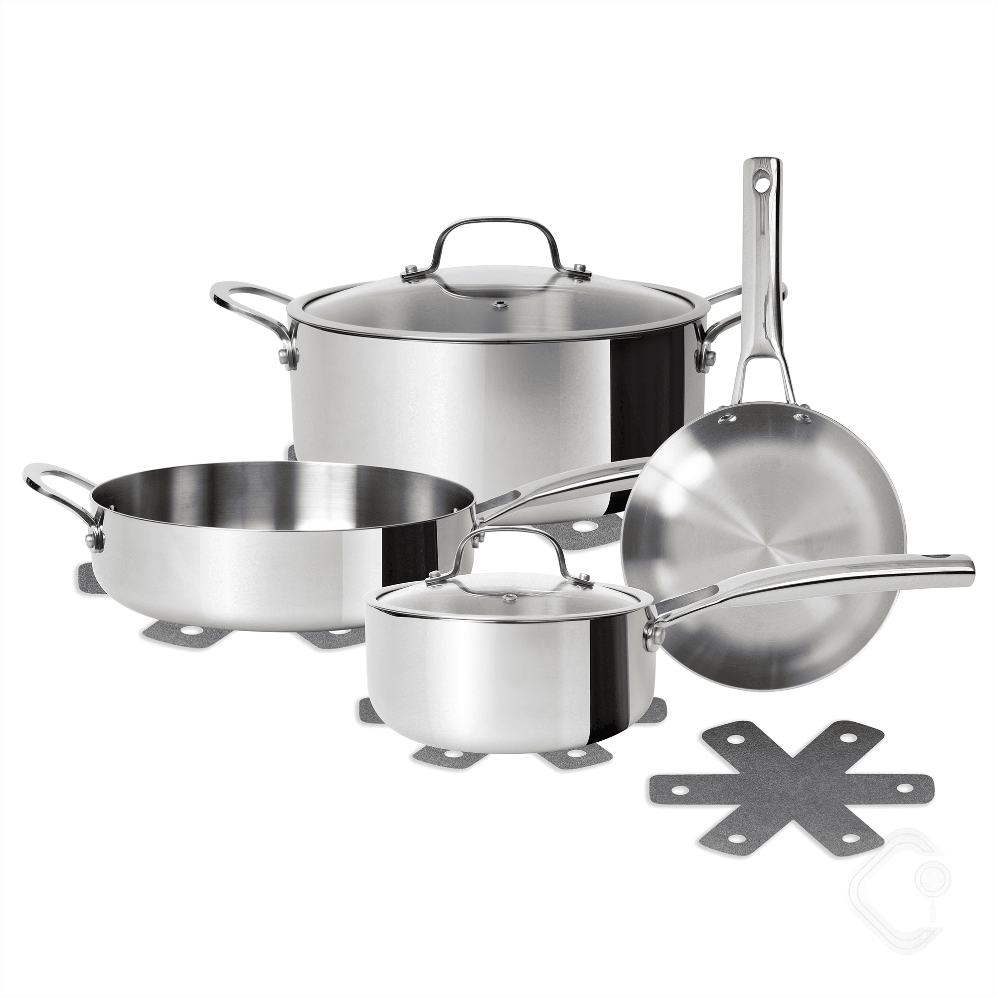 CoreClad 10-Piece Tri-Ply Stainless Steel Cookware Set with Induction Compatibility