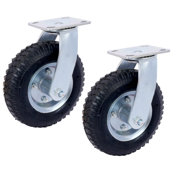 LiviNest Heavy Duty Pneumatic Caster Wheels: 220lb Capacity per Wheel - Smooth 360° Swivel for Workshop & Garage - 8 Inch Air-Filled Tires with Steel Hub & Ball Bearings
