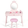 thumbnail image 1 of Gymax Vanity Makeup Table & Chair Set Make Up Stool Play Set for Children Pink, 1 of 10