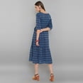 thumbnail image 6 of Janasya Round Neck 3/4 Sleeve Woven Design Blue Cotton Western Dress For Women,Summer Dress/Summer Wear, 6 of 7