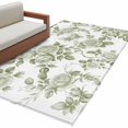 thumbnail image 2 of 3x5 Area Rugs, Sage Green Flower Non-Skid Rubber Backing Large Rectangle Rugs - Living Room Bedroom Home Office, Vintage Country Rose Leaf Floral Indoor Floor Mat Carpets Washable Rug, 2 of 9