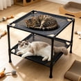 thumbnail image 6 of huayou Solid Black Double Tier Raised Pet Bed, Breathable Durable Oxford Cloth Surface, Decoration, for Indoor Cat Dog Kennel Under 10kg, 19.69x19.69x17.71 inch, Pure Black, 6 of 6