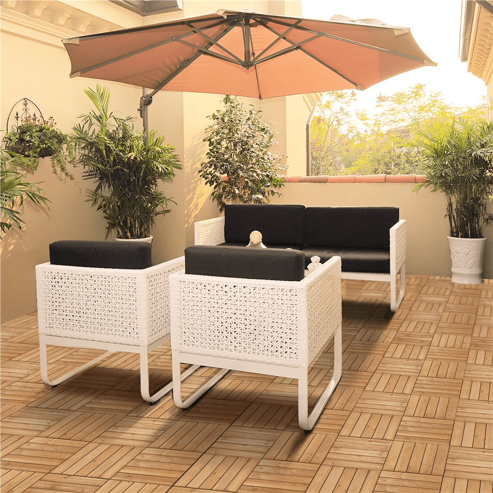 Alden Design 12" x 12" Interlocking Wood Flooring Tiles for Indoor & Outdoor, 11pcs, Natural Wood