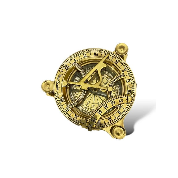 Tajdaar Handicrafts 4" Brass Sundial Compass with Wooden Box, 1 Count