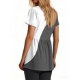 thumbnail image 2 of TQWQT Womens Summer Tops Trendy V-Neck Babydoll Short Sleeve Blouses Color Block Flowy Shirts Peplum Tops Tunic Top Plus Size Maternity Clothes Dark Gray 3XL, 2 of 5