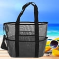 thumbnail image 4 of Bolsa de playa, bolsa de playa de malla portátil, bolsa hombro de malla para deportes húmedos, organizador almacenamiento de deportes para viajes al aire libre, para vacaciones familiares(Negro), 4 of 5
