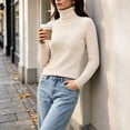 thumbnail image 6 of Cmfcve Womens Turtleneck Sweater Long Sleeve Slim Fit Casual Pullover Knit Shirs Fall Winter Basic Layering Top, 6 of 7