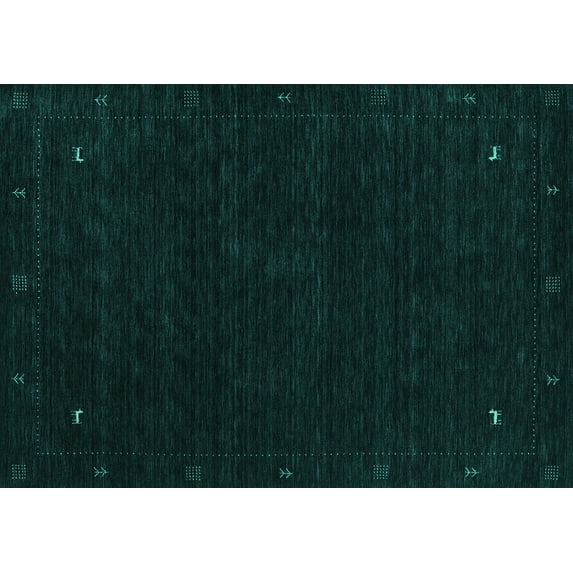 Ahgly Company Machine Washable Indoor Rectangle Abstract Turquoise Blue Contemporary Area Rugs, 3' x 5'