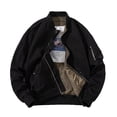 thumbnail image 2 of Maoxin Mens Tops Men's Solid Color Casual Loose Fitting Long Sleeved Hooded Baseball Uniform Jacket Long Sleeve Hoodless Casual Outwear Jackets Black 3XL, 2 of 3