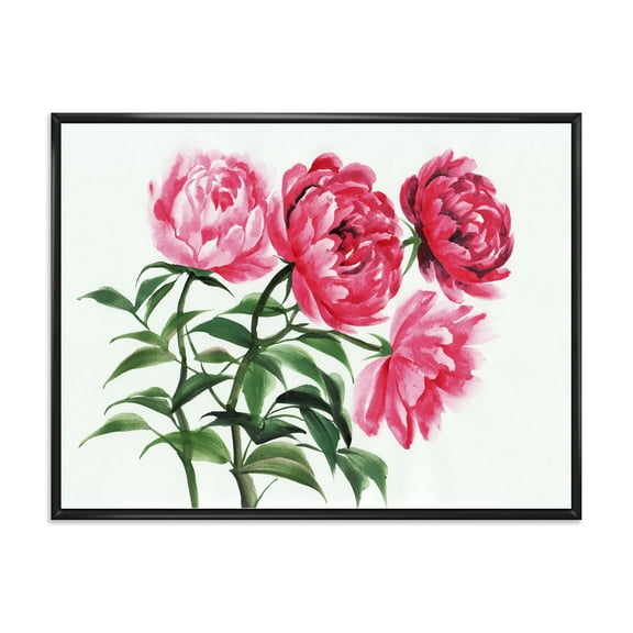 Designart 'Abstract Four Vintage Pink Peonies' Traditional Framed Canvas Wall Art Print