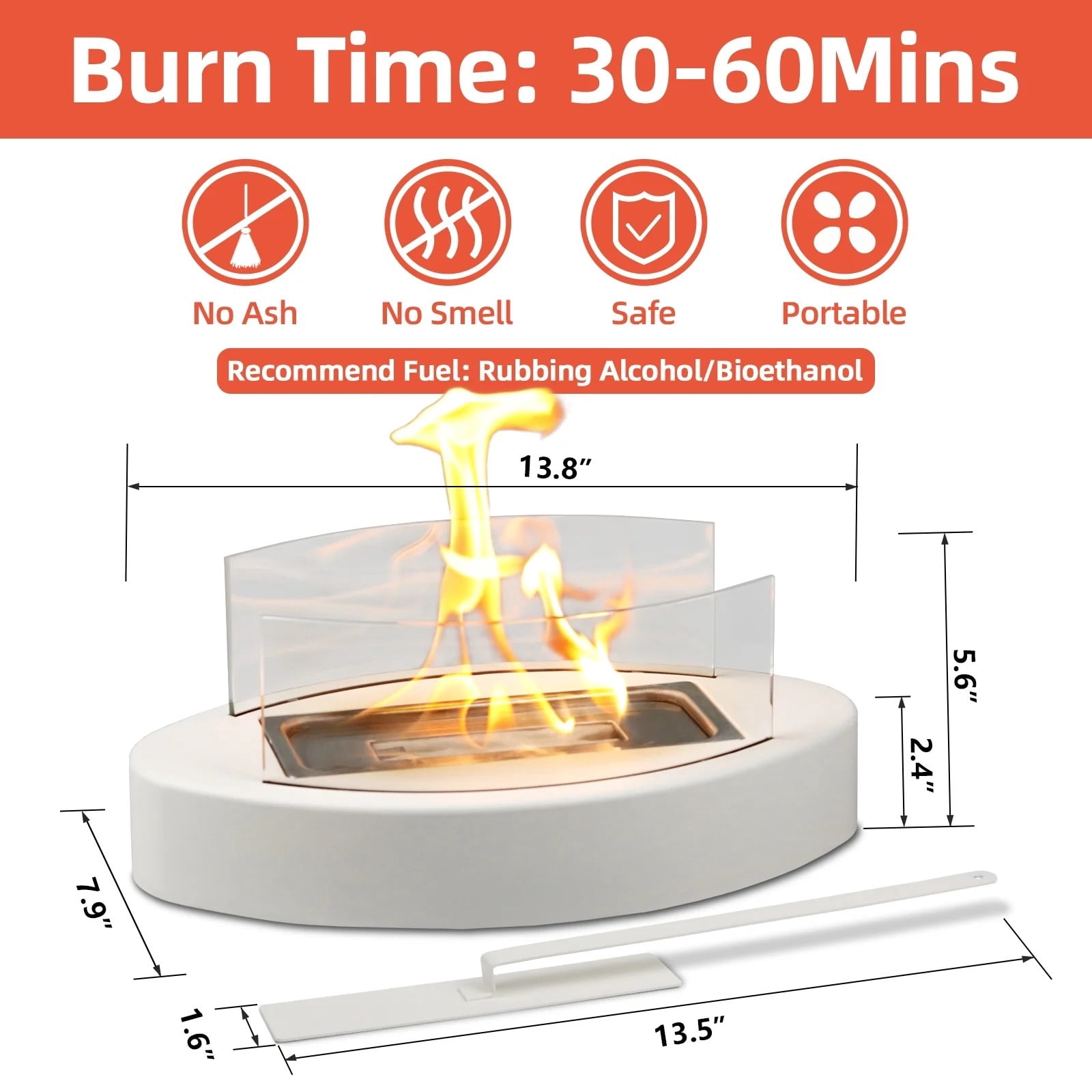 EAST FLAME Tabletop Fireplace - Indoor & Outdoor Portable Fire Pit for Balcony, Patio, Backyard Home Decor, Gift for Christmas