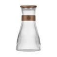 thumbnail image 1 of 2025 Clearance! NEGJ Ribbed Glass Carafe with Wood Lid | Airtight Clear Glass Pitcher for Water Juice Bar Iced Tea | Gift Boxed Drink Containers for Fridge, 1 of 9