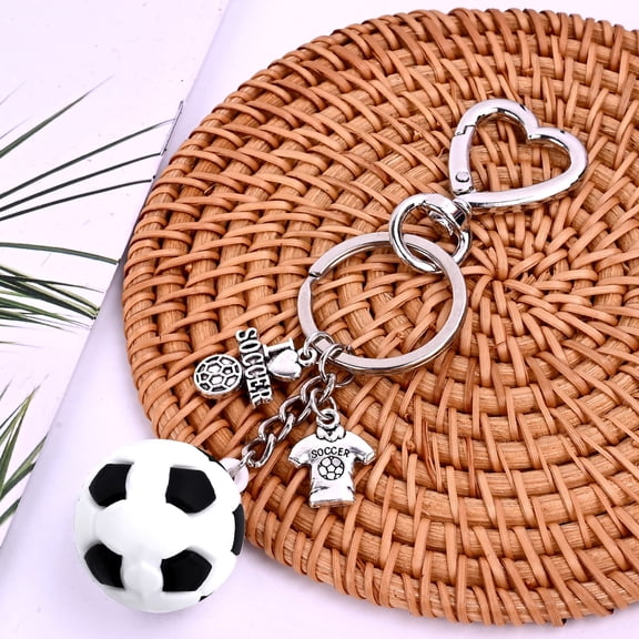 4.5CM Soccer Keychain - Football Sports Keyring Backpack Charm, Car Hanging Decor, Party Favors Gift for Fans Coaches Women Men