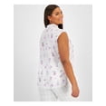 thumbnail image 2 of BAR III Womens White Sheer Round Vented Hem Floral Cap Sleeve Tie Neck Blouse Plus 2X, 2 of 4