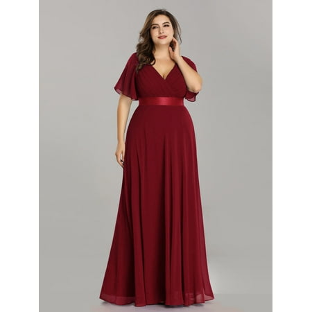 Ever-Pretty Womens Elegant Chiffon Short Sleeve Long Formal Evening Party Maxi Dresses for Women 98902 Burgundy (Best Dirty Dares Ever)
