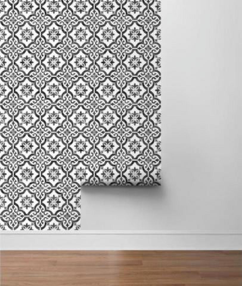 Wallquest, Inc. Luxe Haven Porto Tile Peel and Stick Wallpaper Onyx