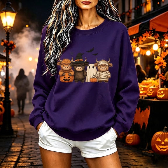HOMBOM Cute Sweatshirt for Women No Hood Purple Fall Long Sleeve Breathable Womens Crewneck Pullover Essentials Vintage Sweat Shirts,S
