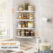 Fairy 4 Tier White Corner Floating Shelves for Wall, Space-Saving Decorative Corner Shelf Set