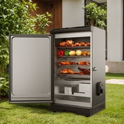 EAST OAK 30 Inch Electric Smoker with Built-In Meat Probe and Wheels, 725 Sq. In. Cooking Area, Jet Black