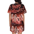 thumbnail image 4 of Womens Pajama Sets With Pocket, Halloween Happy Ghost Pink Lounge Sets Short Sleeve Sleepwear PJ Sets for Women, 4 of 6