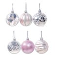 thumbnail image 1 of Yuarrent Bola colgante de plástico para árbol de Navidad, 12 piezas, extraíble, 12 patrones, adorno para oficina, centro comercial, festival, Kits de decoración para fiestas Rosado Yuarrent HA008097-02, 1 of 6