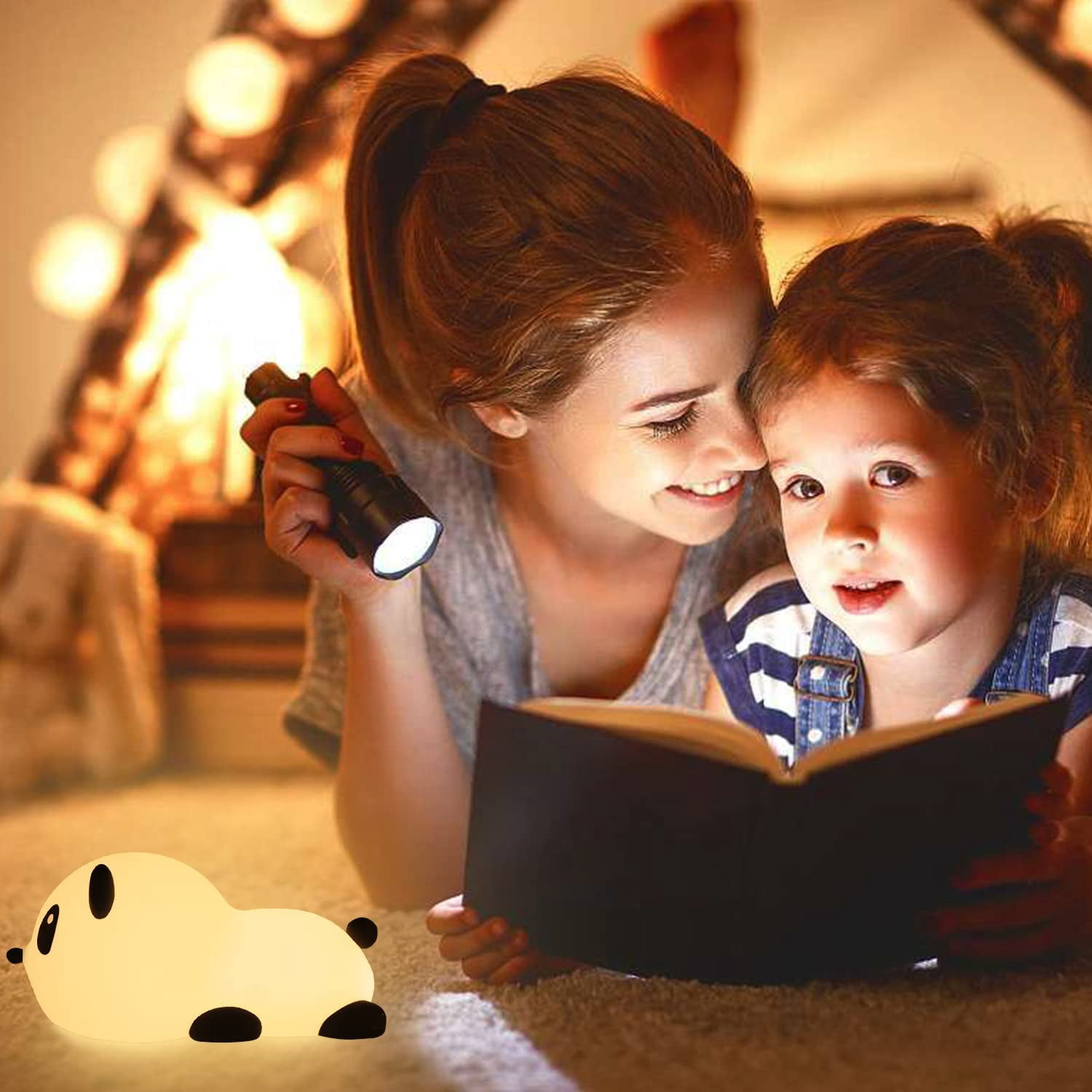 Children's Night Light, 7 Colors Lovely Panda Night Light, Silicone Touch Night Light, Baby Night Light, Rechargeable LED Night Light, Timer Function Bedside Lamp, Gift Idea for Boy Girl