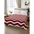 thumbnail image 2 of Red White King Size Flat Sheet, Wrinkleproof & Fadeproof Cooling Flat Bed Sheet Only, Modern Abstract Waves Water Ripple Striped Breathable Soft Bedding Top Sheets 105 x 98 Inches, 2 of 8