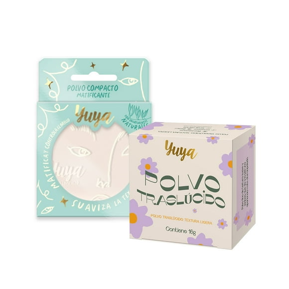 Yuya Polvo compacto matificante Natural 12g con Polvo traslúcido 16g