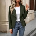thumbnail image 2 of Women's Faux Suede Leather Jackets Lapel Long Sleeve Open Front Outwear Stylish Casual Fall Winter Cardigan (L, Army Green), 2 of 9