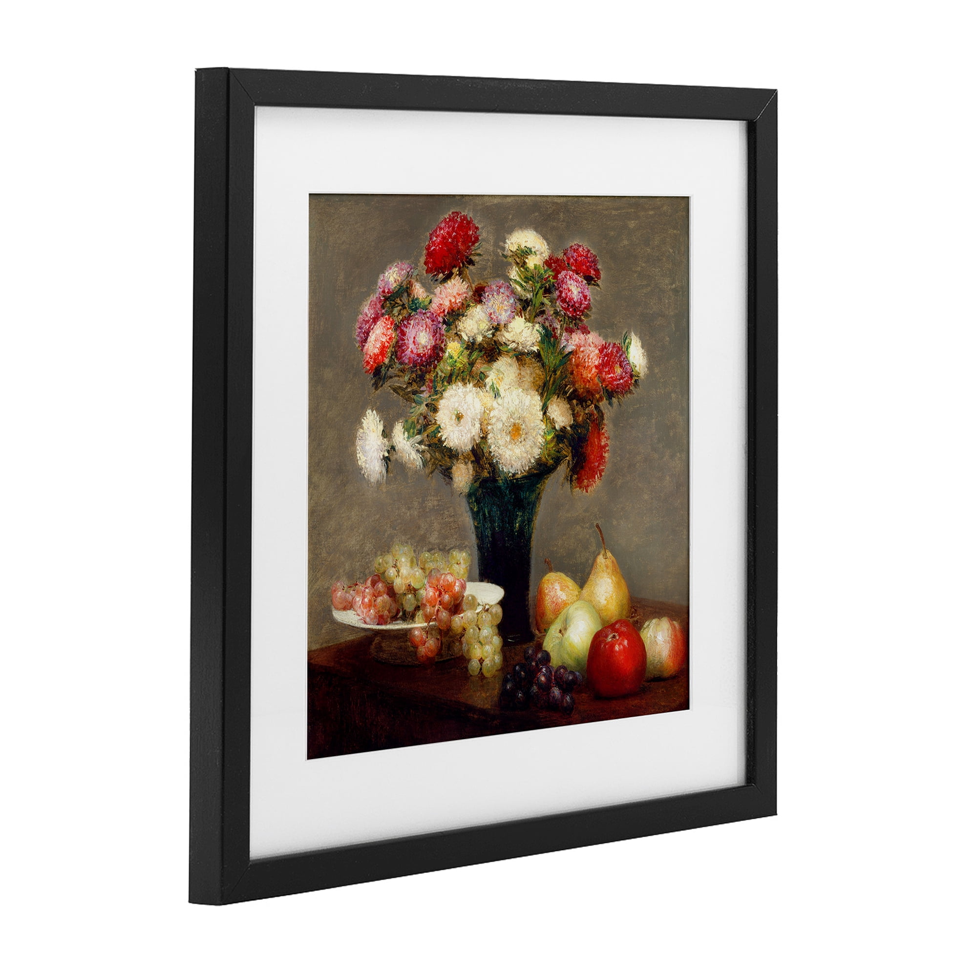 Stupell Industries Fruit & Asters Still Life Black Framed Print Under Glass, design by CAD Designs