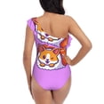 thumbnail image 5 of Haiem Corgi In Sushi Roll Women's One Piece Swimsuits Tummy Control One Shoulder Bathing Suits Ruffle Swimwear-Medium, 5 of 8
