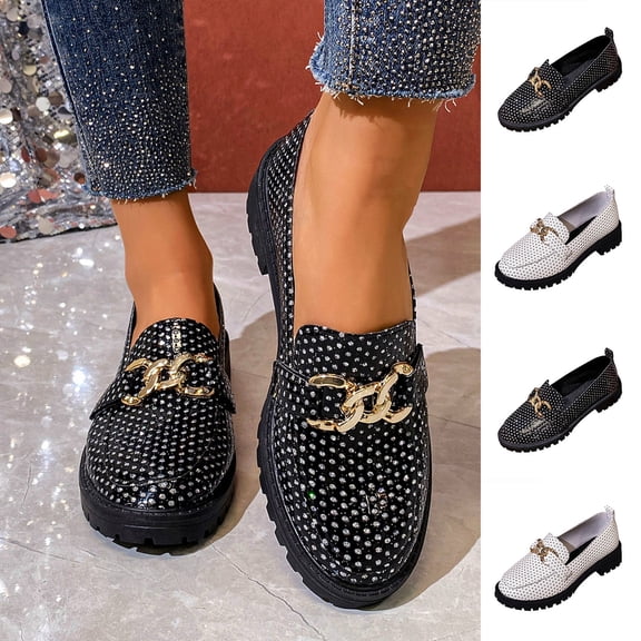 Miluxas Women Chunky Loafers Round Toe Platform Loafers Comfort Work office Business Dressy Pumps Loafers White 9(42)