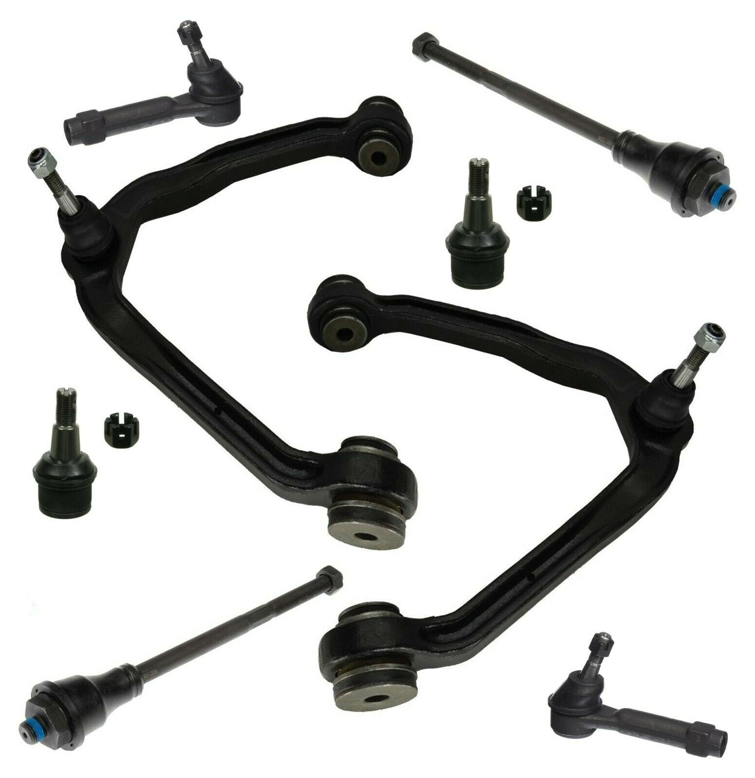 8 Pc Upper Control Arm Tie Rod Ends & Ball Joints Complete Suspension Kit