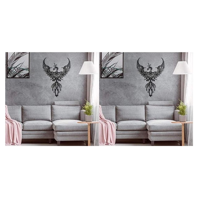 Cateissary Colgante de pared de decoración de pared de Phoenix de metal para decoración de interiores y exteriores de oficina Type1 NO1