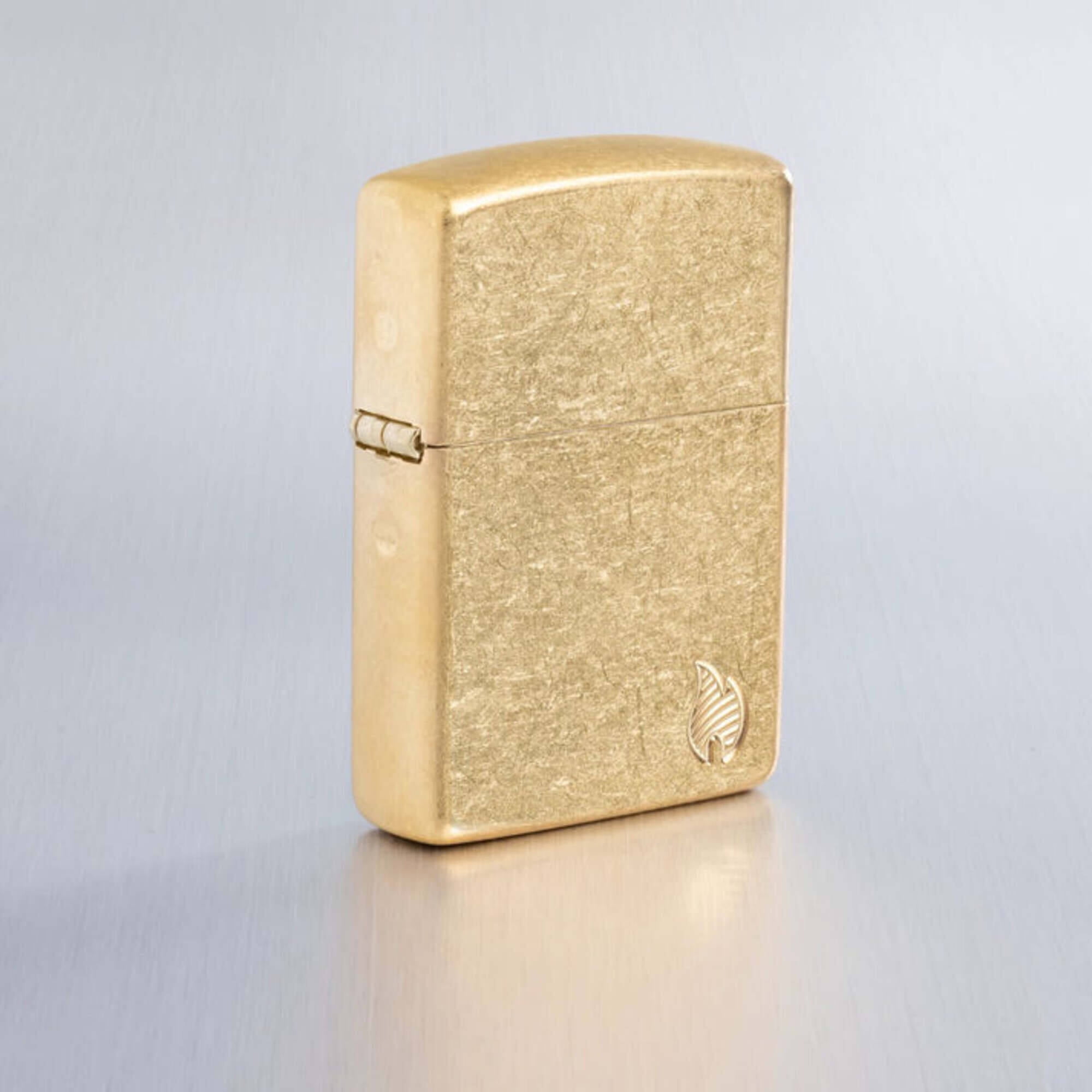 Zippo 46398 Armor Tumbled Brass Flame Design Pocket Lighter