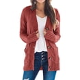 thumbnail image 1 of Jersey tipo cárdigan PRETTYGARDEN para mujer, tejido trenzado, color rojo, talla L, 1 of 9