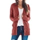 thumbnail image 1 of Jersey tipo cárdigan PRETTYGARDEN para mujer, tejido trenzado, rojo (M), 1 of 9