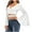 White-03, variant on Bell Sleeve Tops for Women Sexy Deep V Neck Wrap Shirt Slim Criss Cross Crop T-Shirt