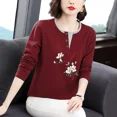 thumbnail image 2 of Camiseta de manga larga de algodón puro de moda para mujer, sudadera con capa interior holgada de estilo nuevo para primavera y otoño de 2024, 2 of 4