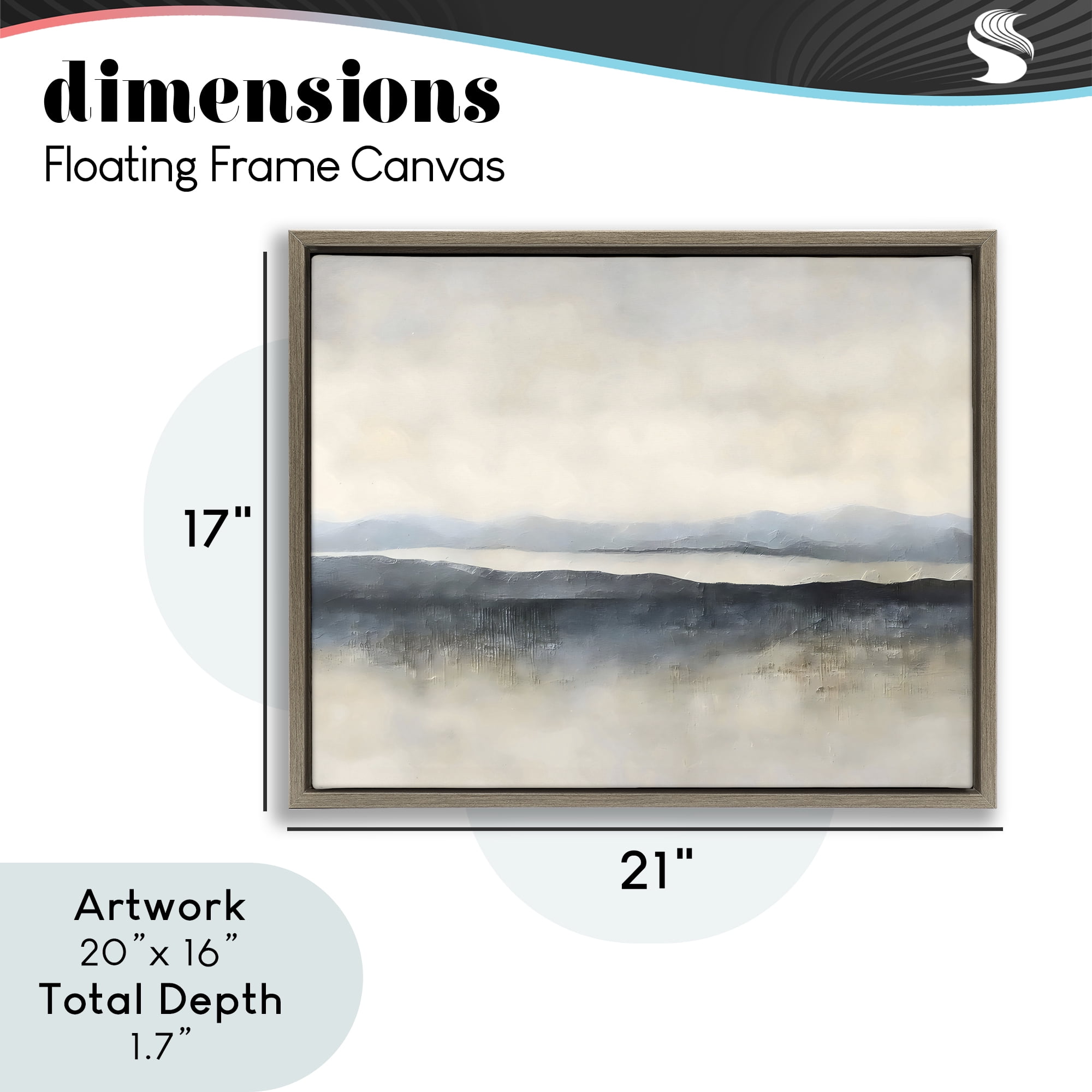 Stupell Industries Misty Muted Horizon Brown Framed Floater Canvas Wall Art, design by Riley B