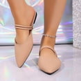 thumbnail image 2 of hoksml Women Pointed Toe Dual Thin Strap Slingback Flat Mules Slip On Daily Dress Casual, 2 of 9