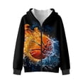 thumbnail image 2 of Psesaysky Boys Sweatshirt Water Fire Basketball Print Hoodie Cozy Soft Winter Jacket Coat with Pocket Zip Up Hoodie for Boys, Size L, 2 of 7